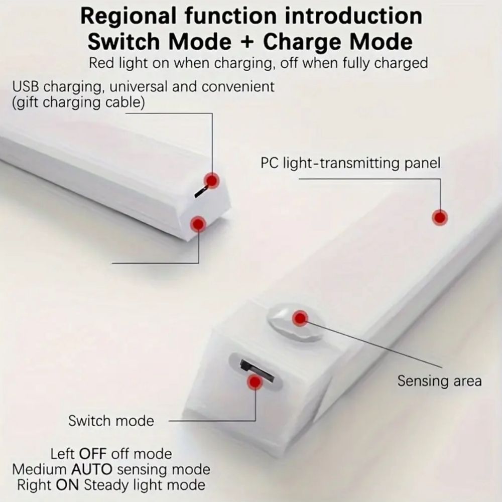 Banda, bagheta LED cu senzor miscare fara fir, culoare alb-cald, USB