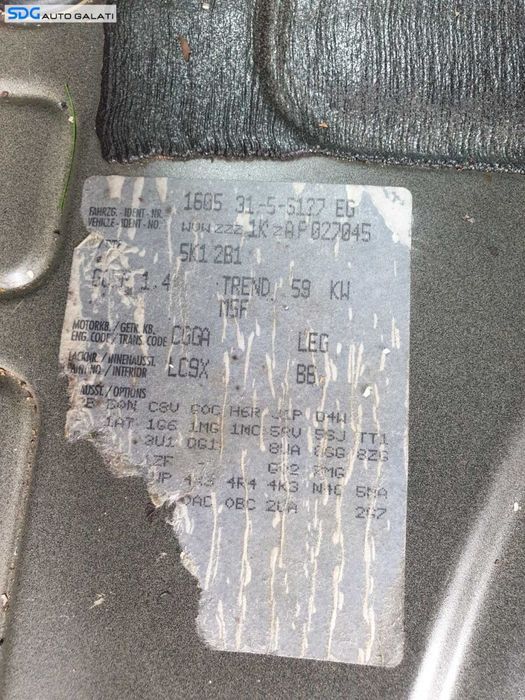 Cutie Viteze Manuala in 5 Trepte Cod LEG Volkswagen Golf 6 PLUS 1.4 2008 - 2014