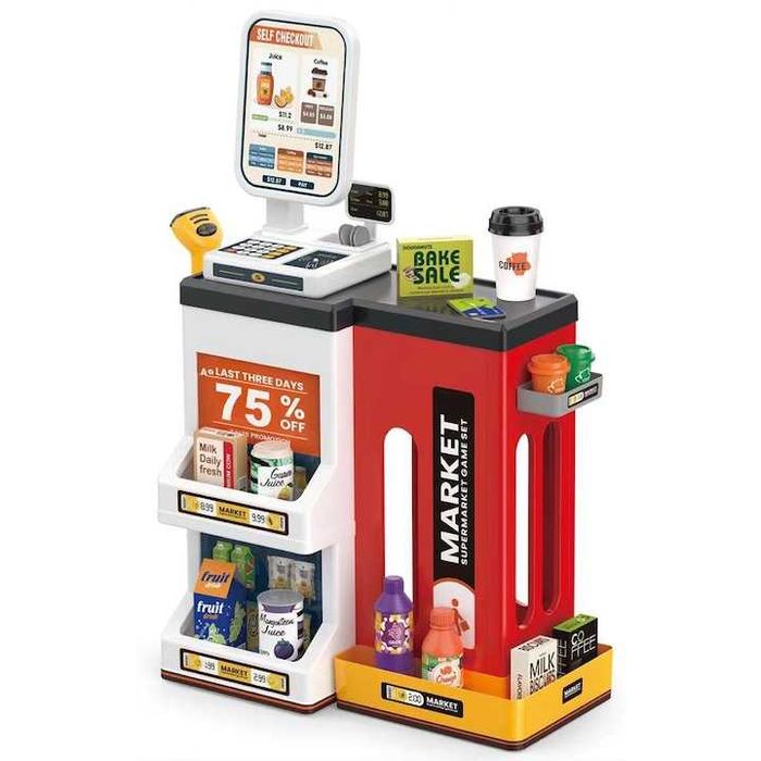 Детски супермаркет със скенер и касов апарат, магазин