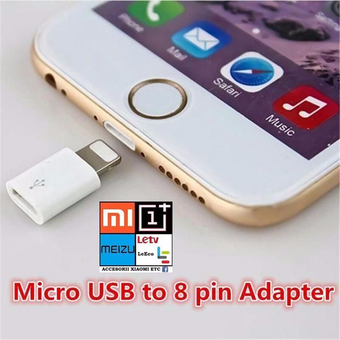 Adaptoare 8 Pin la Micro Usb pt IPHONE 5,6,7,8,11,12,13,14,X,XS,XR,MAX