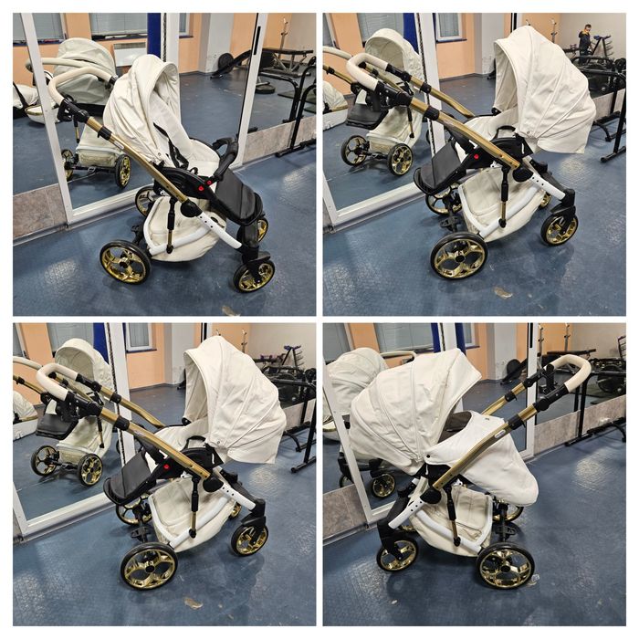 Бяла бебешка количка 3в1