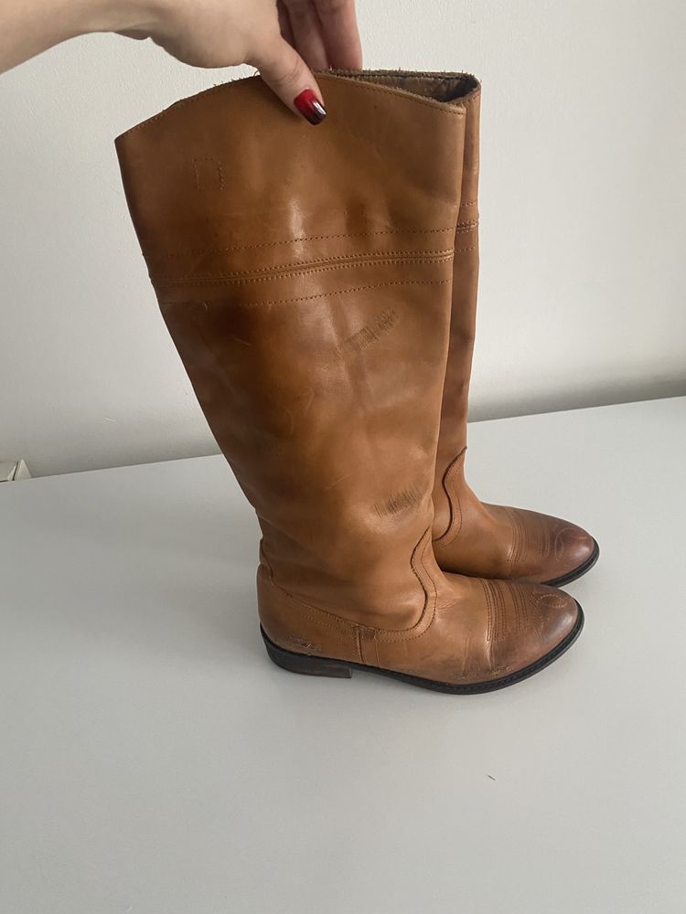 Cizme din piele Zara