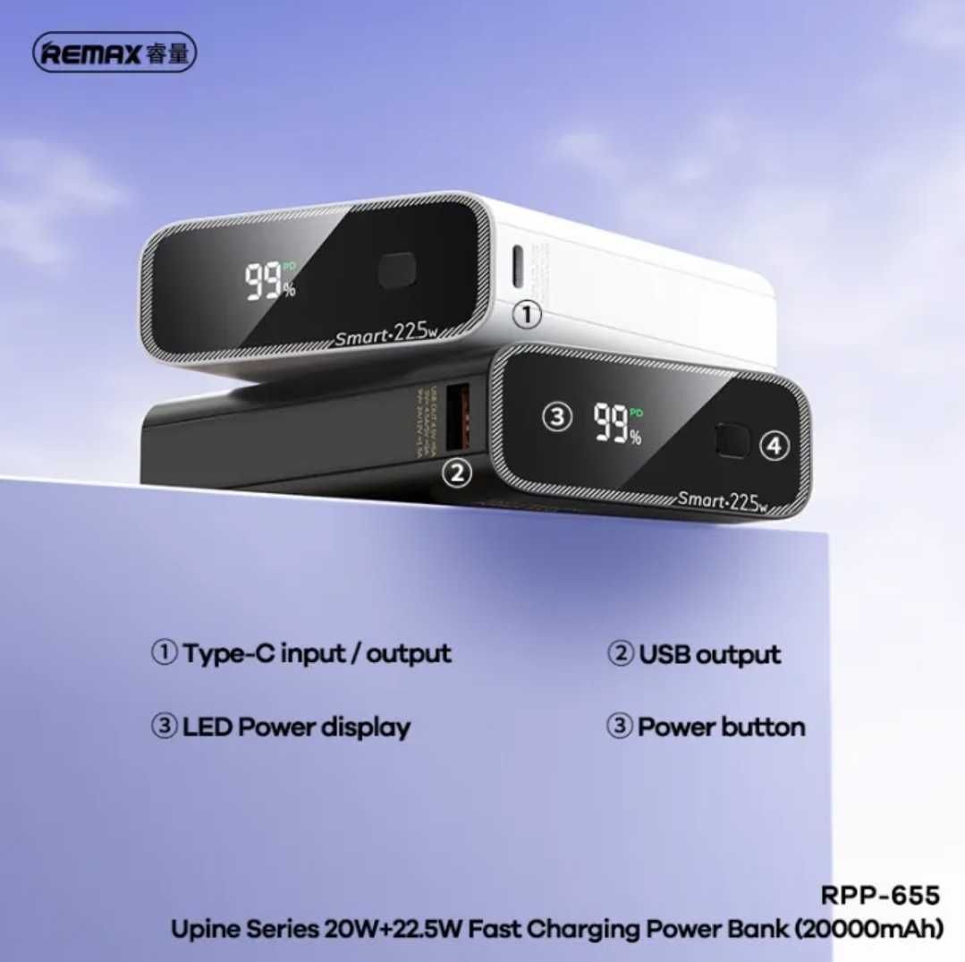 Remax RPP-655 Power Bank 20000mAh Upine PD 20W+22.5W Fast Charging