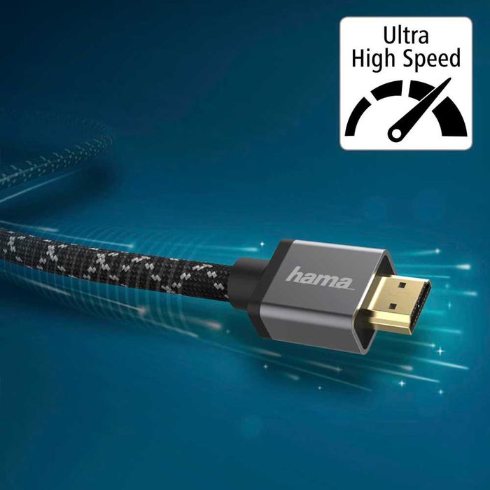 Cablu HDMI HAMA 8K HDR 205240 3m placat aur negru-gri Nou Sigilat