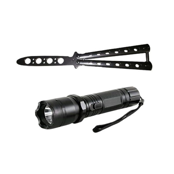 Set Electrosoc Lanterna tip Police 1000KV si Briceag fluture , 22 cm