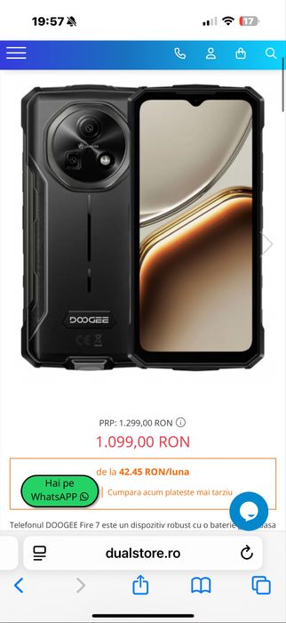 DooGee Fire 7 256gb 16gb Telefon santier mecanoc nou