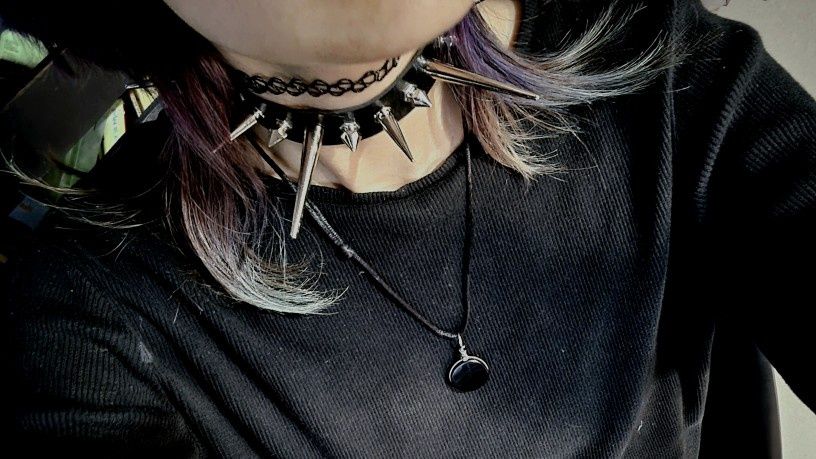 Блек метъл/Пънк Чоукър с Големи Шипове (Choker, аксесоар)