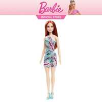 Papusa Barbie Mattel roscata cu rochie cu flori