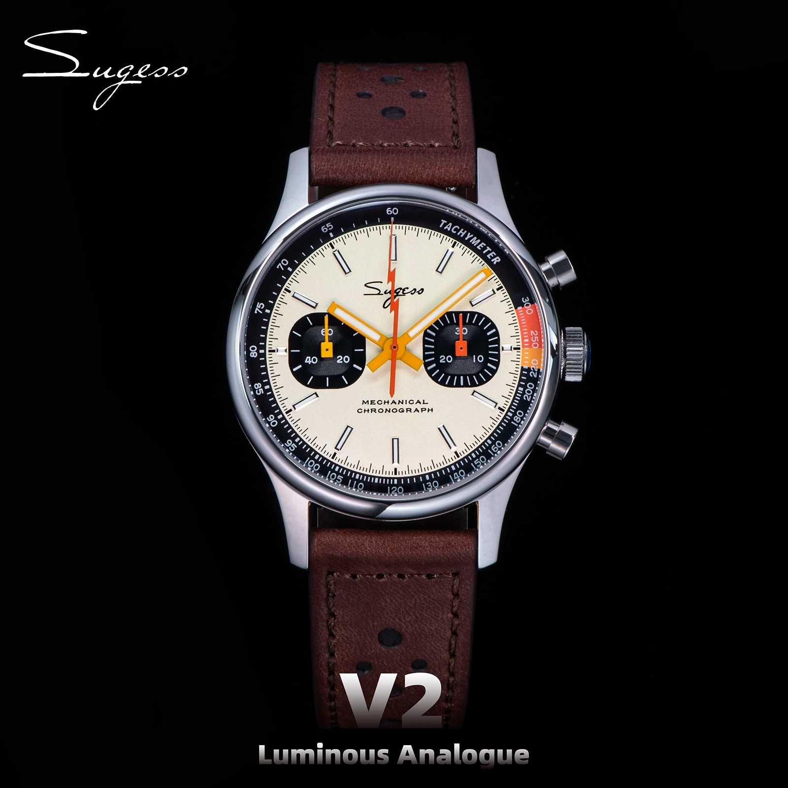 Sugess 1963 Cronograf Mecanic Seagull ST19 Pilot Safir 40 mm