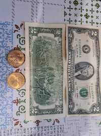 Bancnote 2 Dolari și monede 1 Dolar