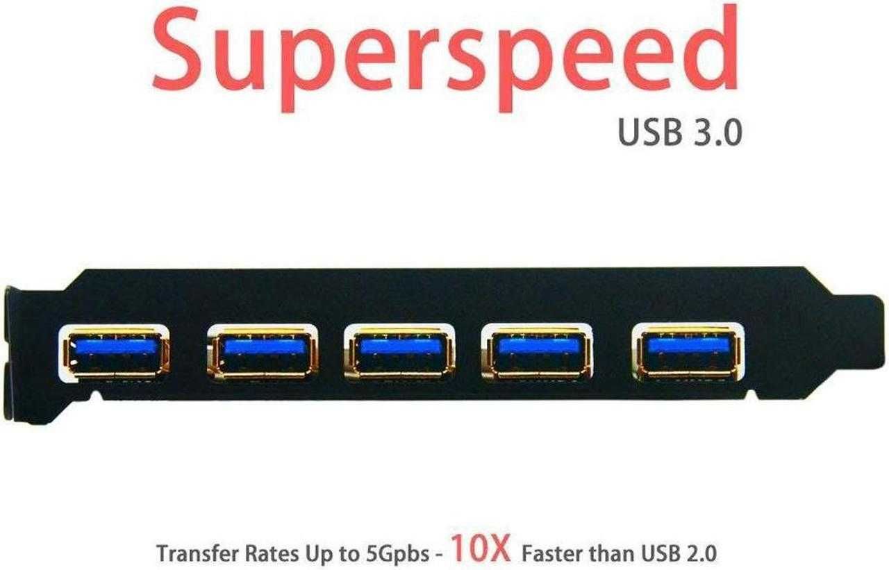 PCI-E към USB 3.0 5-портова PCI Express разширителна карта