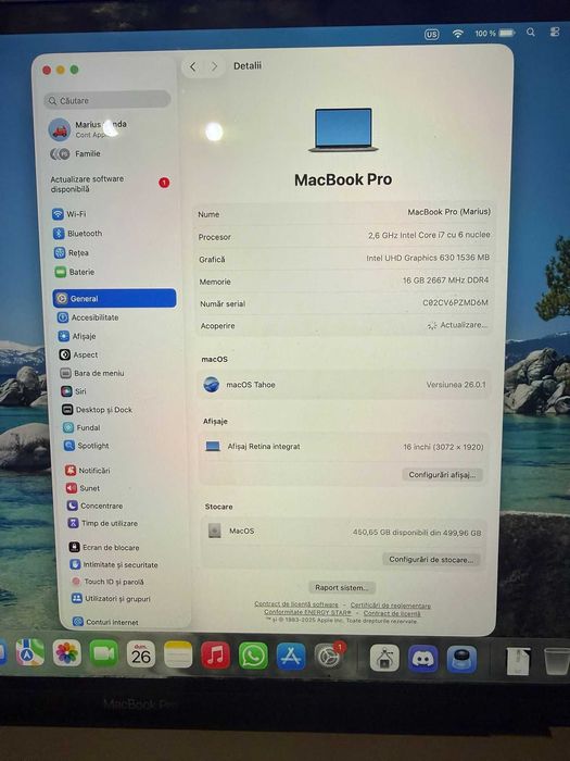 MacBook Pro 16 Touchbar 2019 i7 16GB RAM 512GB SSD Radeon PRO 4GB