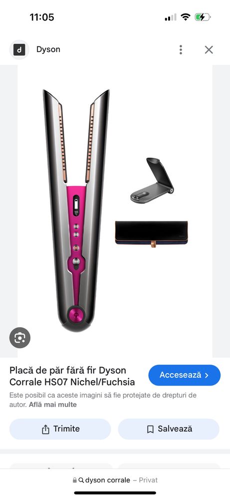 Placă de păr Dyson Corrale™ (Nichel/Fuchsia) 2024