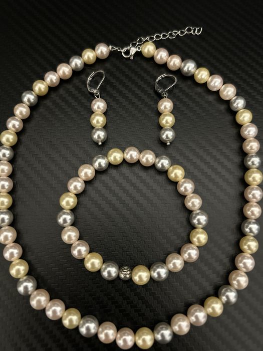 Set elegant din perle de cultură – colier, brățară și cercei
