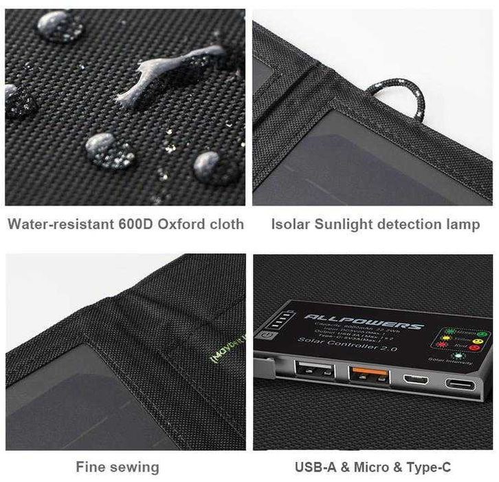 ALLPOWERS™ PD18W 5V3A 9V2A 12V 1.5A 21W Сгъваем Соларен Панел 10000mAh