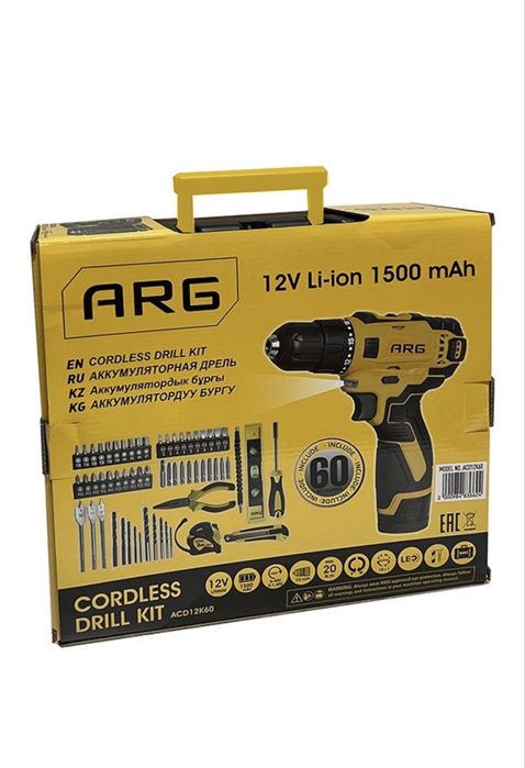 Шуруповерт с набором инструментов ARG 12V ACD12K60