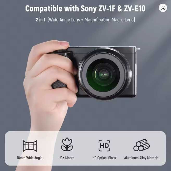 NEEWER 40.5mm HD Lentila Wide Angle pt Sony ZV-1F ZV-E10 A5000 A6000
