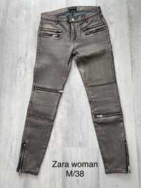 Pantaloni imitatie piele Zara, M/38 , gri
