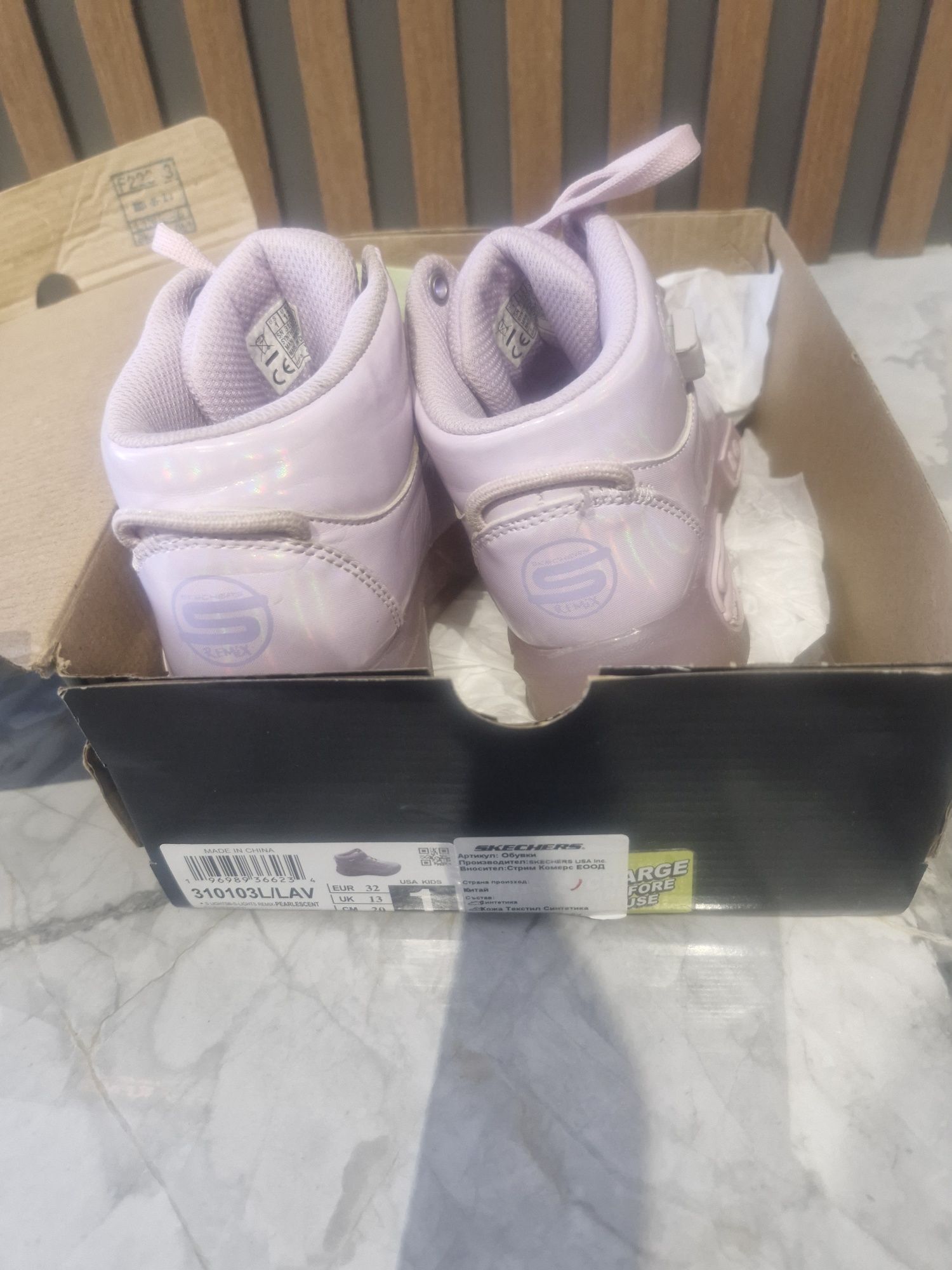 Детски боти SKECHERS310101L/LAV USB LED светещи