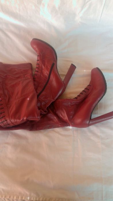 Cizme piele naturala culoare burgundi, masura 40