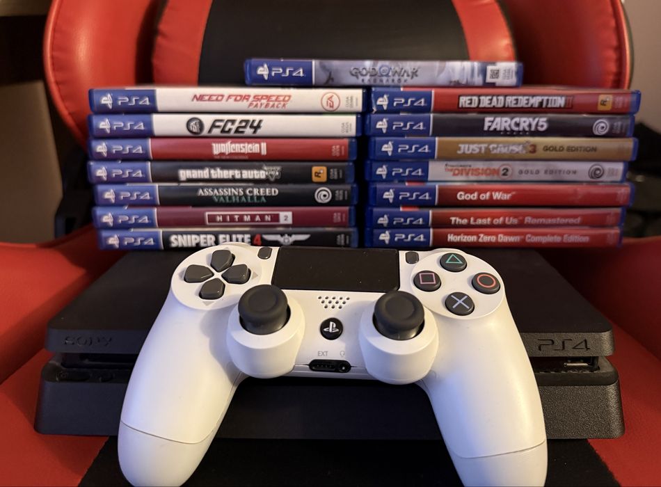 PS4 Slim 1TB + 15 Jocuri + Controller Original DualShock 4