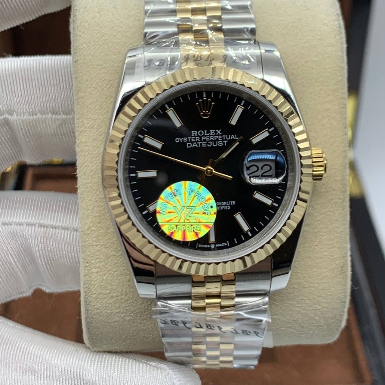 Rolex Datejust 36mm Silver Gold Blk Automatic