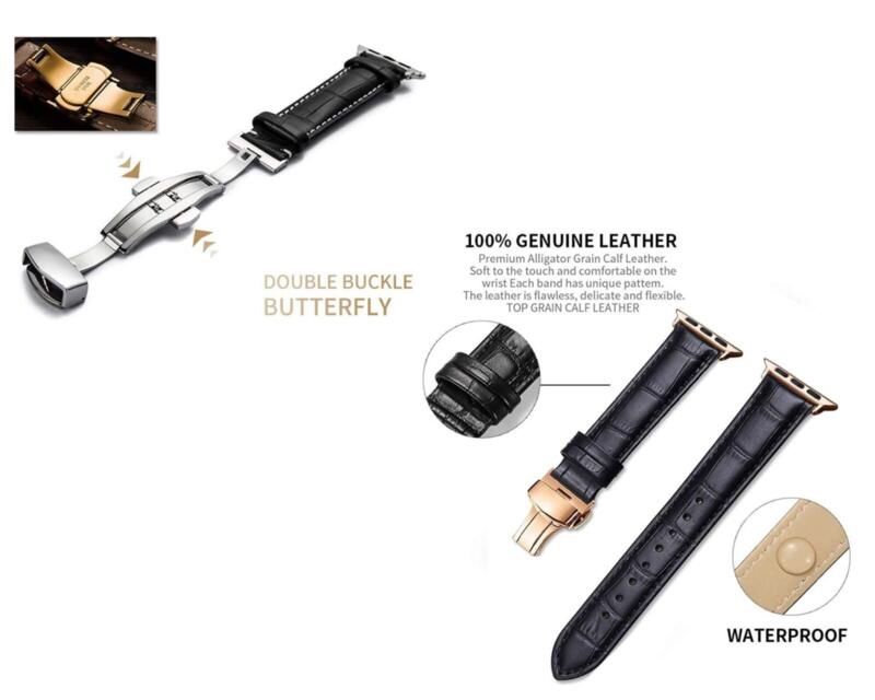 Луксозна кожена каишка за Apple Watch 45mm 41mm 44mm 40mm 42mm 38mm