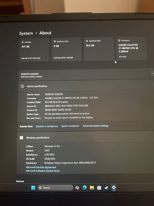 Vand laptop asus rog strix g15 gaming rgb