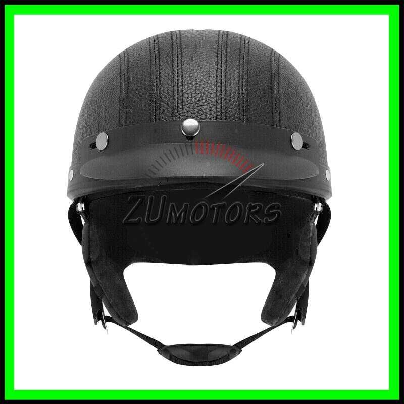 Casca moto Retro scuter Vespa Chopper Piele - Negru