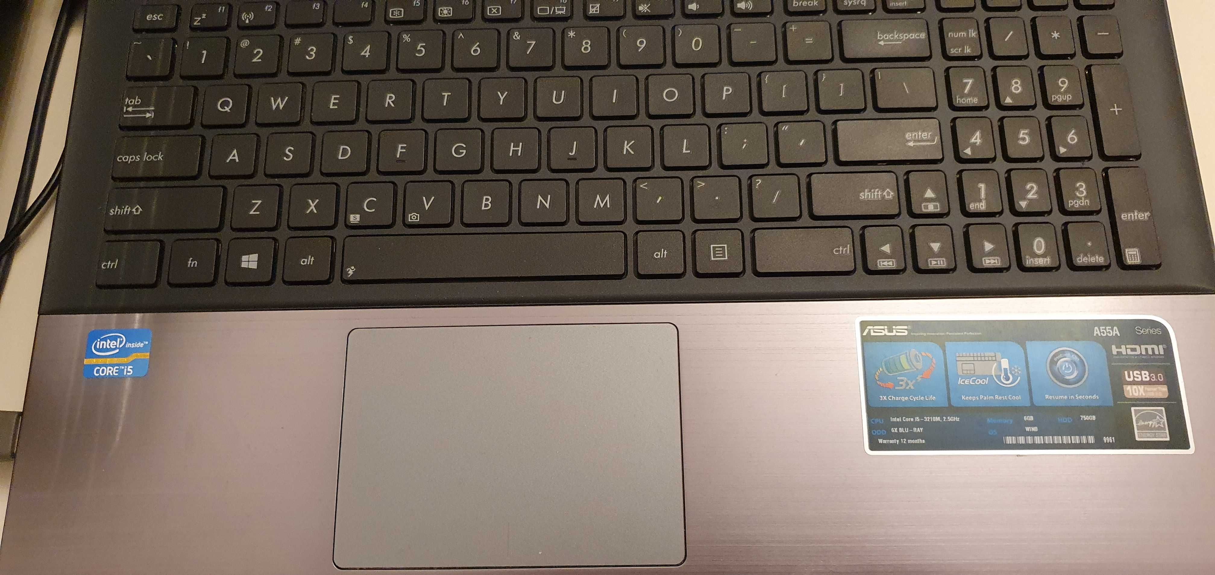 Laptop Asus i5, 6Gb RAM, 500Gb hdd, Dvd BLU-RAY.