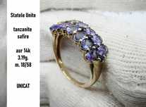 Unicat Inel Aur 14K Cu Tanzanite Si Safire Tanzanit