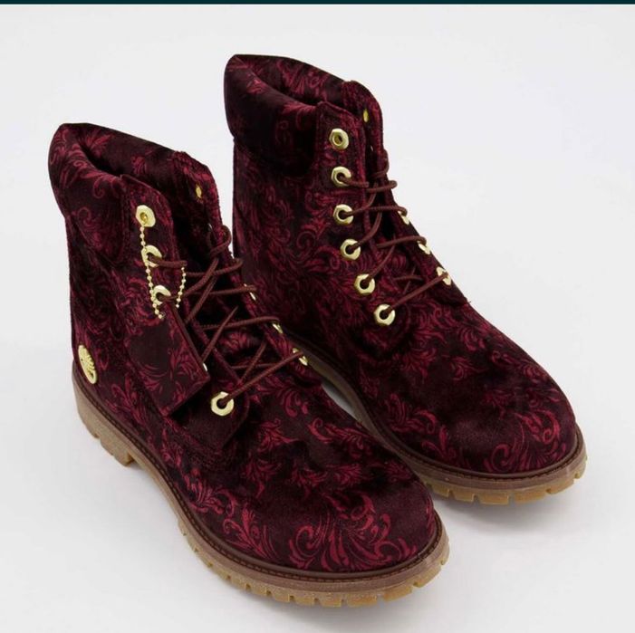 TIMBERLAND  Burgundy Premium Velvet Ankle Boots номер 41