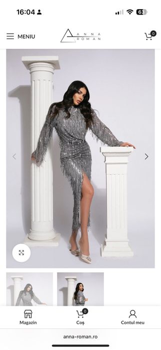 Rochie eleganta paiete, neagra si gri Anna Roman