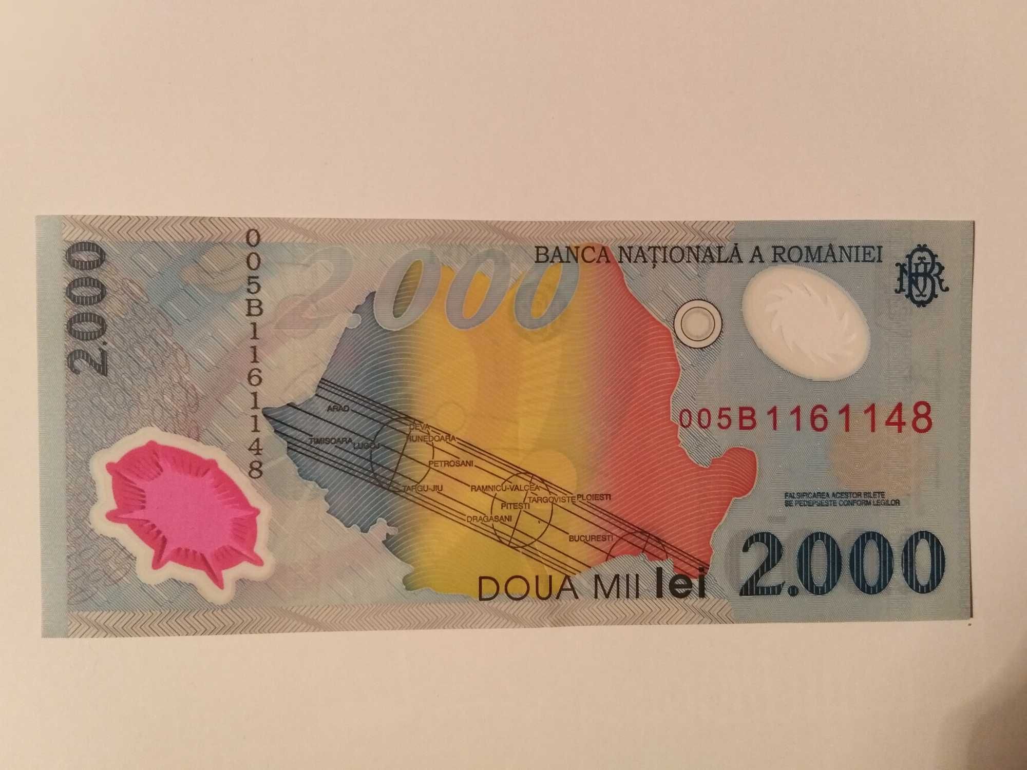 3 bancnote de 2000 de lei, cu eclipsa totala de soare/BNR -1999