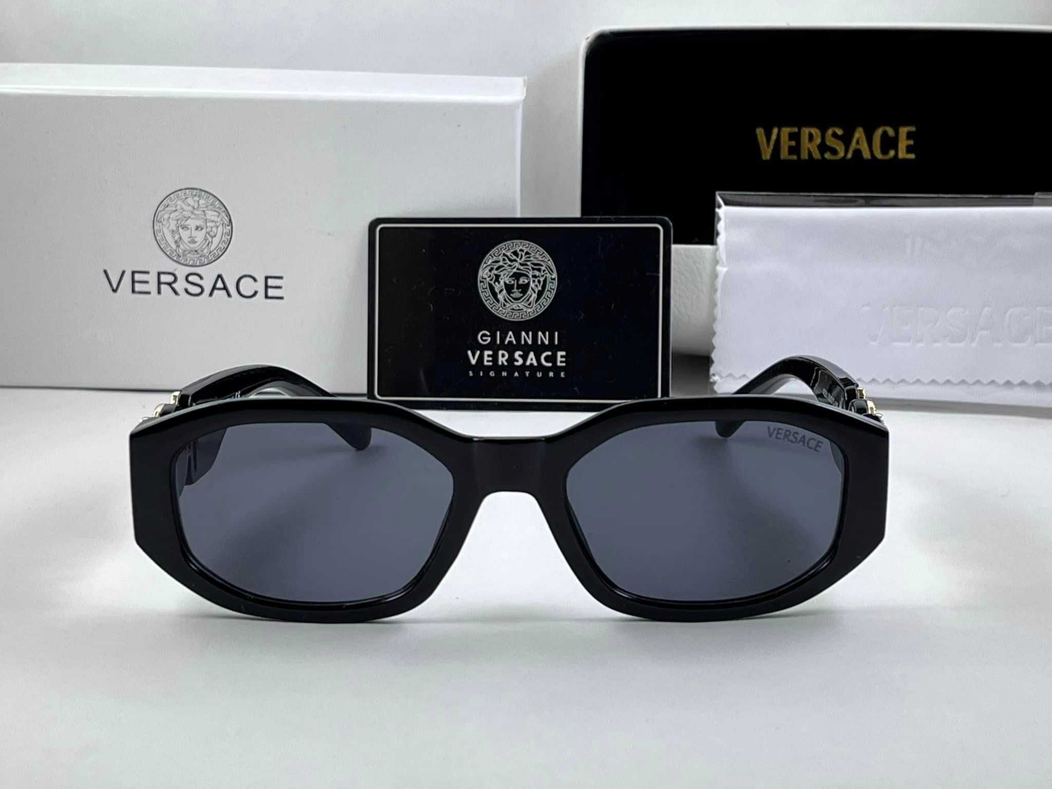 Слънчеви Очила Versace Sunglasses Правоъгълни Черни Версачи УВ400