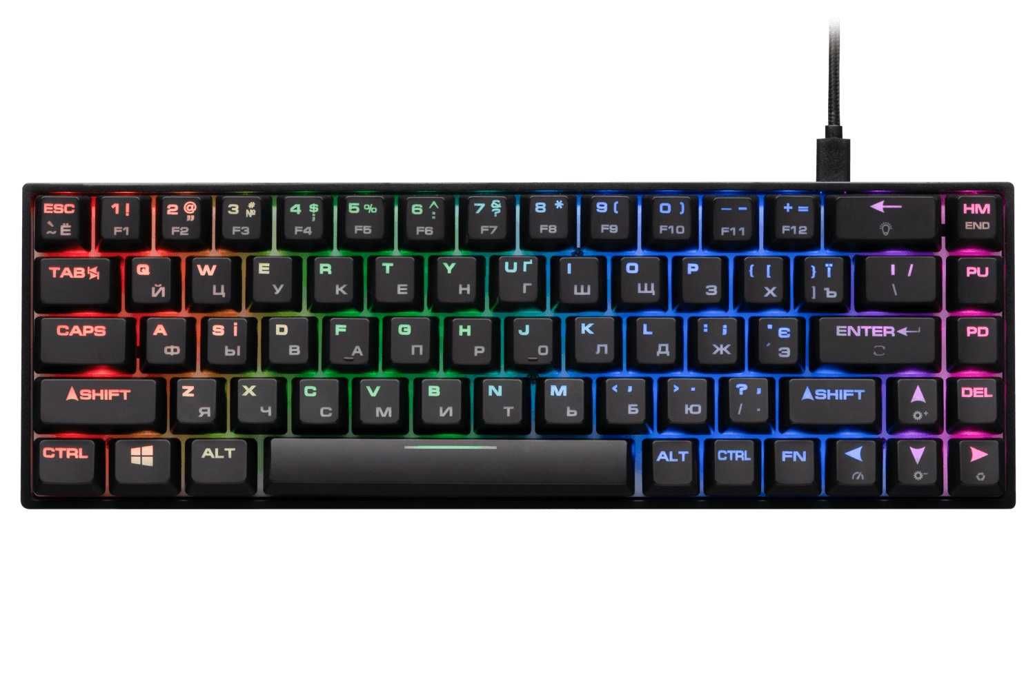 ; Игровая клавиатура 2E KG370 USB 68 key Gateron Red Switch Black
