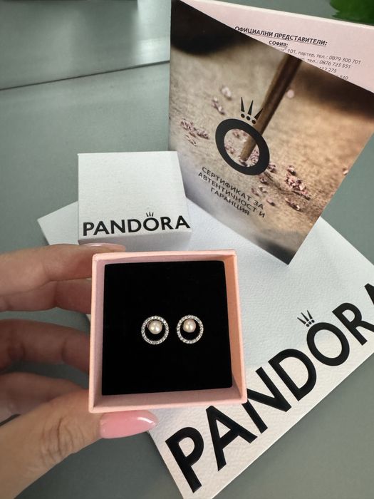 Обеци Pandora Перла на късмета