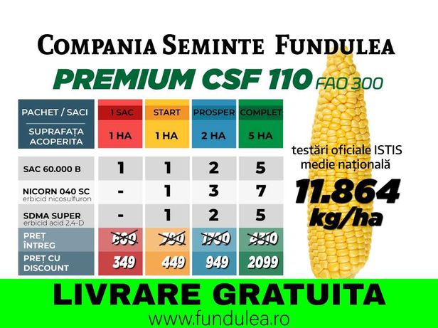 samanta premium  porumb CSF 110  FAO 300 2022 seminte porumb