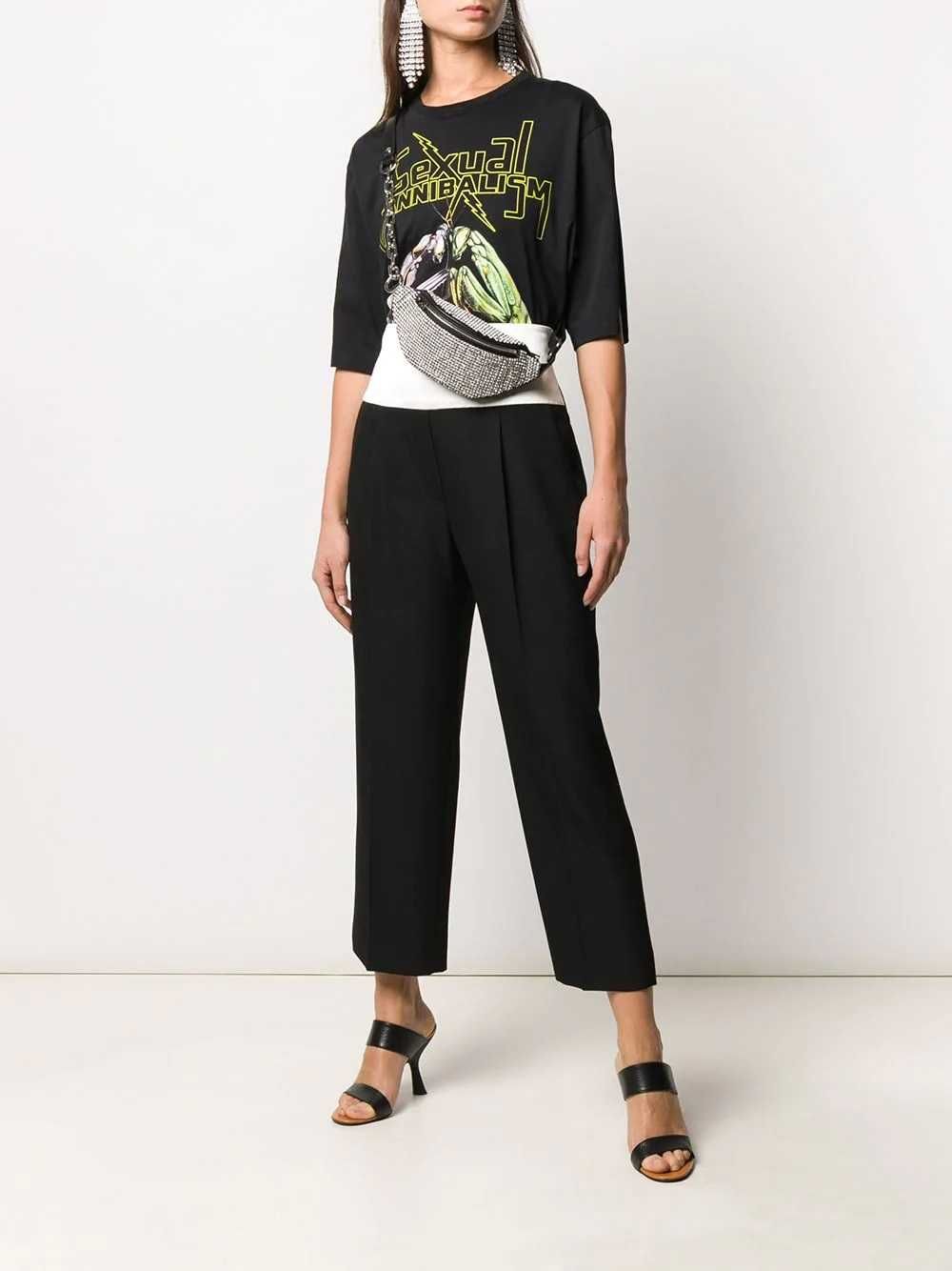 GIVENCHY Contrasting Band Cropped High-Rise Wool Дамски Панталони 42