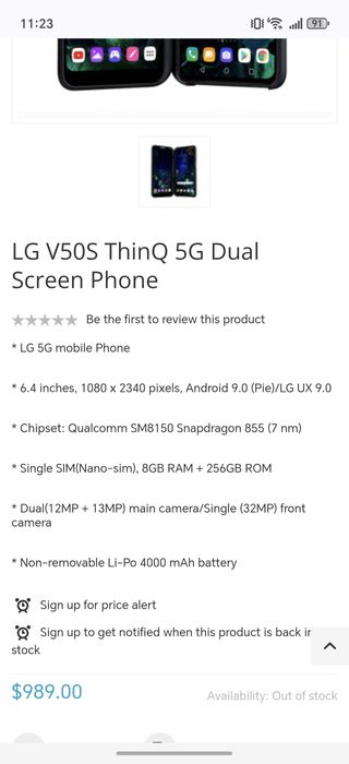 Vând sau Schimb LG V50 ThinQ Dual Screen Model RAR
