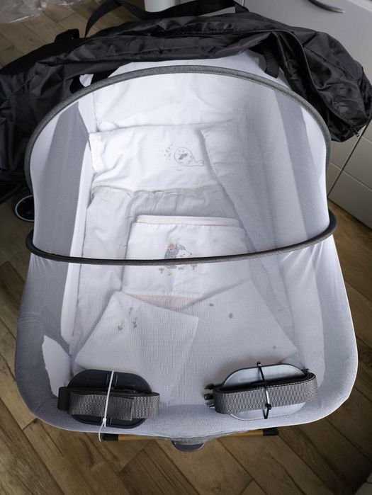 Kikkaboo Мини кошара Amaris Dark Grey с матрак и два броя завивки