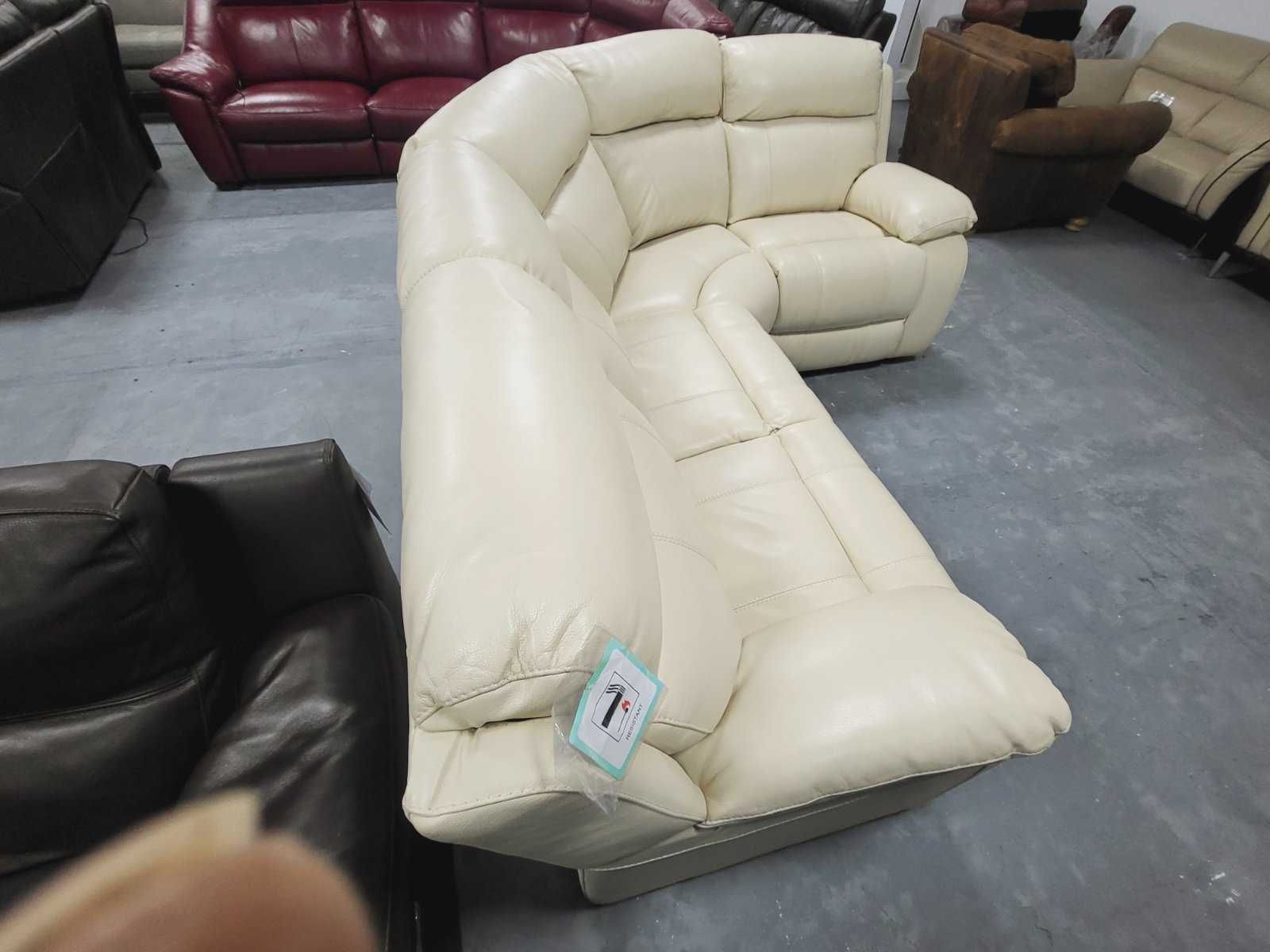 Кремав кожен ъглов диван "Moreno" - естествена кожа