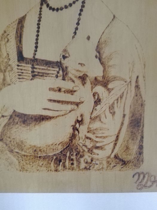 Дамата с хермелина - пирография