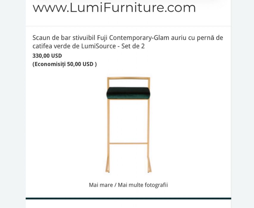 Scaune de bar set 2 bucati - Noi sigilate - Lumisource
