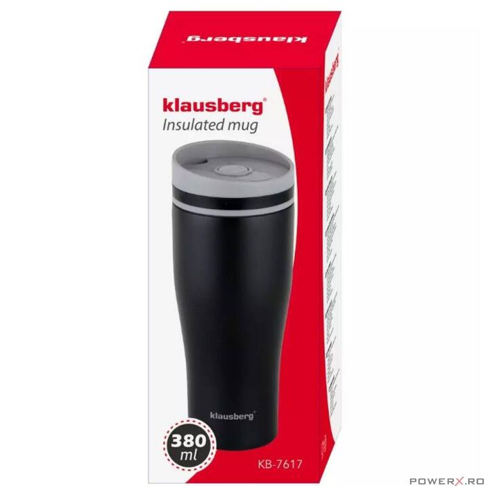 Cana termica, alba, 380ml, termos, inox, Klausberg