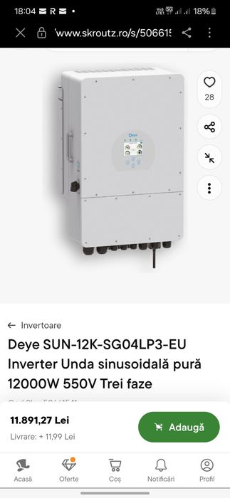 Invertor trifazic 12000W DEYE