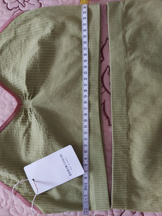 Set Shein sutien și chiloți tricotați fără cusături, culoare verde - L