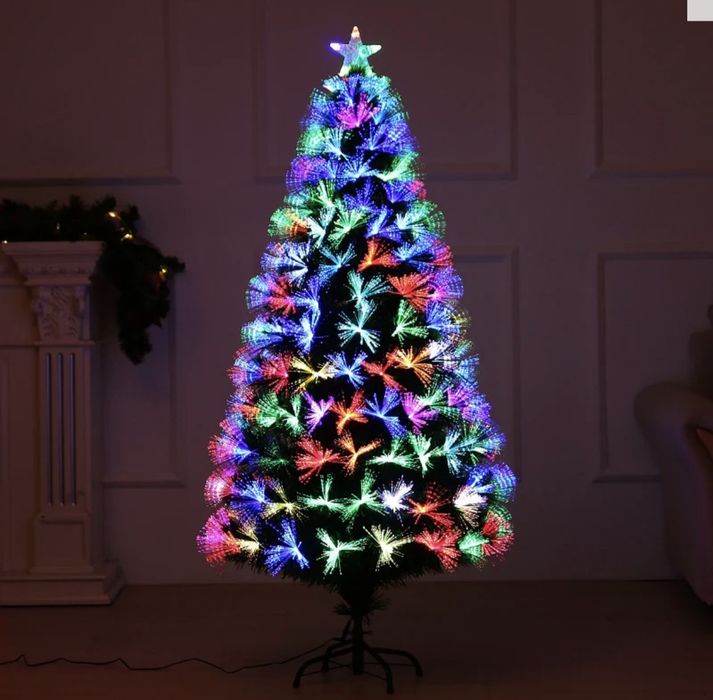 Brad artificial multicolor cu fibra optica 150cm