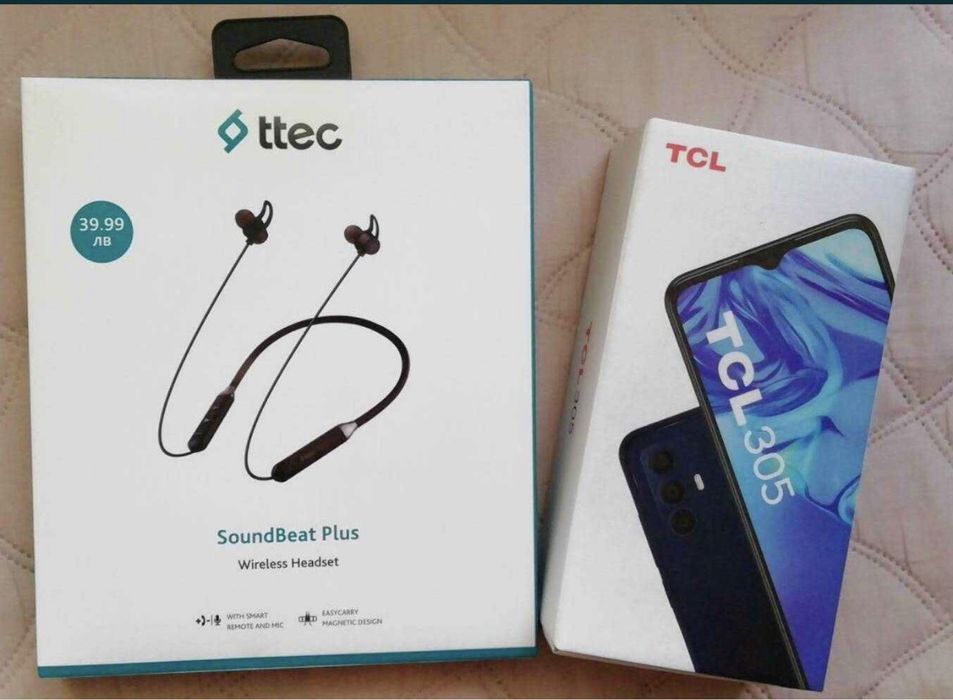 TCL 305 чисто нов телефон със слушалки
