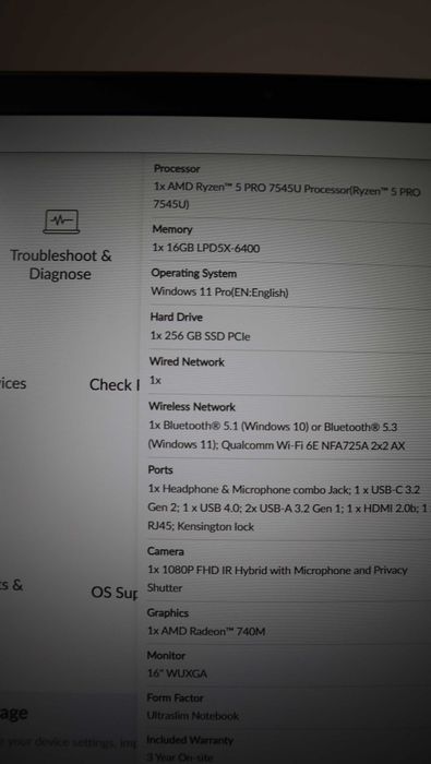 Lenovo ThinkPad T16 2 Gen AMD 740M 16"/ Ryzen 7545U / SSD 1TB / 16GB
